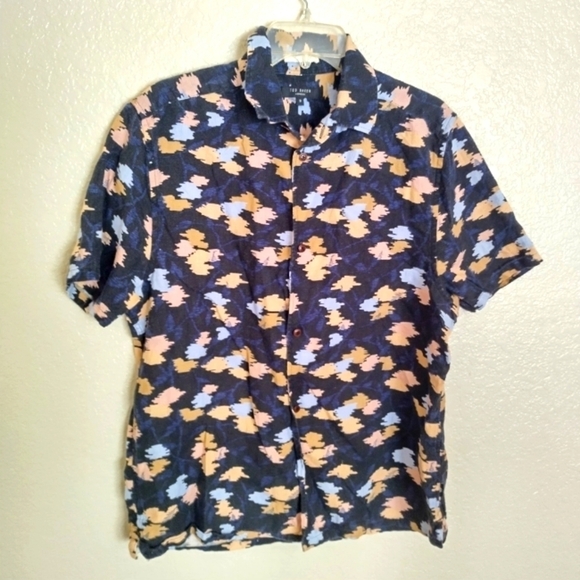Ted Baker short sleeve abstract floral print button down shirt mma Hadrian sz M - Picture 1 of 6